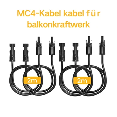 Produktbild von Powerness Solarpanel-Verlängerungskabel mit MC4-Stecker - MC4 Solarkabel - 2m, 4mm– 2 Sätze (4 Stück), 0% MwSt