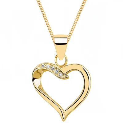 Romantische Herz Goldkette 24K Gold vergoldet 925 Echtsilber I 45cm

