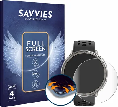 Produktbild von 4x Savvies Fullscreen Schutzfolie für Amazfit Active 2 Displayschutz Folie Fullcover Klar Transparent
