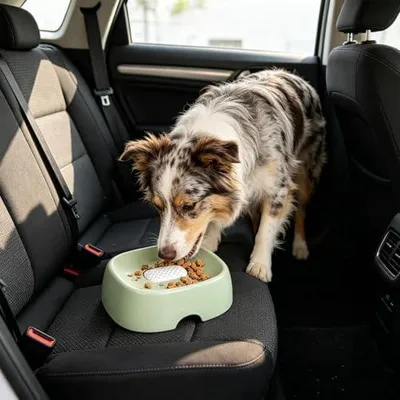 Produktbild von Rutschfester Lecknapf für Hunde mit rollendem Ball zur langsamen Fütterung zu Hause, beim Camping sowie drinnen und draußen