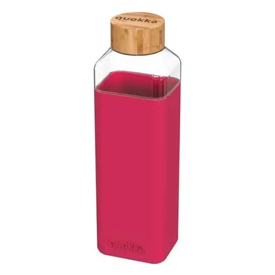 Image de Quokka Storm - Bouteille arrondie en verre avec couvercle en silicone 700ml (Maroon)