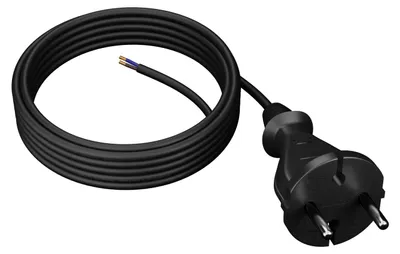 Produktbild von Anschlusskabel 5 m mit geradem Stecker TYP E 230 V 16 A 2 × 1 mm² H07RN-F PP-21 schwarz W-97259