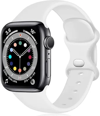 Produktbild von Apple Watch Armband 42mm (1,2,3 Gen), 44mm 45mm 46mm 49mm Weiches Silikon Band für iWatch 1 2 3 4 5 6 7 8 9 10 SE Ultra Ultra2, Weiß