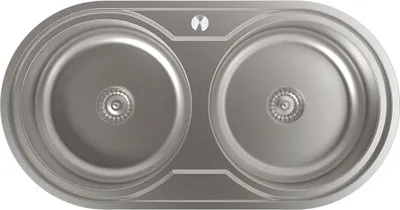Immagine prodotto di Edesa K2 SE 84 2C, Lavabo da appoggio, Rettangolare, Acciaio inossidabile, Acciaio inossidabile, 2 vasche, Rotondo