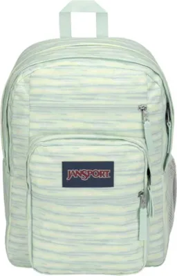 Produktbild von JanSport Big Student Schulrucksack im 70er-Jahre-Stil, Space Dye, frische Minze, Creme, gestreift