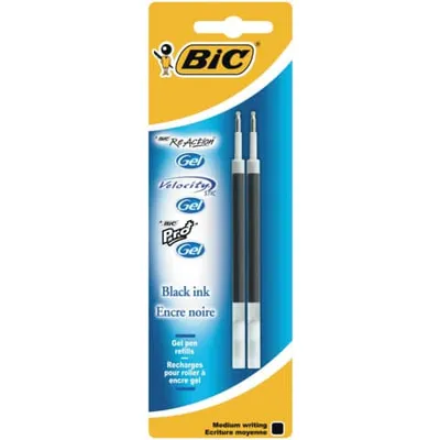 Obrázok produktu pre BiC® 862228 Gel-Mine - dokumentenecht, Metallspitze 0,35 mm, schwarz, 2er Pack