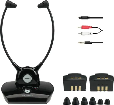 Produktbild von Retekess TA008 Funkkopfhörer für TV, 2.4G Low Latancy, Ein Schlüssel-Hörverstärker, L/R-Lautstärkeregler, Kabellose Kopfhörer für ältere Menschen