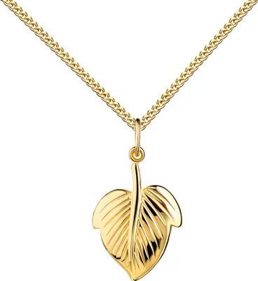Produktbild von Anhänger Palmblatt Gold 585 Ketten-Anhänger Gold für Damen. Mit Kette 45 cm