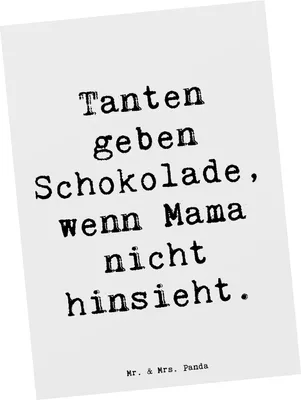 Produktbild von Mr. & Mrs. Panda Postkarte Spruch Tante Schokolade - Weiß - Geschenk, Ansichtskarten, Grußkarte, Ansichtskarte, Freuden, Nichte, Spaß, Geheimnisse, Familienbeziehung