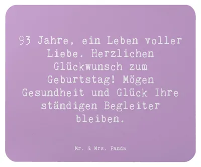 Produktbild von Mr. & Mrs. Panda Mouse Pad Spruch 93. Geburtstag - Lavendeltraum - Geschenk, Happy Birthday, Familie, mousematte, Feier, besondere Anlässe, Glückwunsch, Mauspad, Mousepad