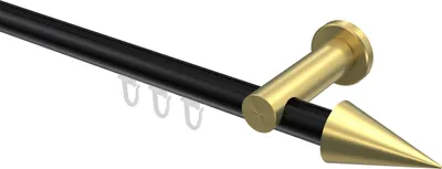 Produktbild von Interdeco Innenlaufstange / Gardinenstange mit Innenlauf Schwarz / Messing-Optik, Typ Platon Savio (Kegel), 20 mm Ø 1-läufig, 520 cm