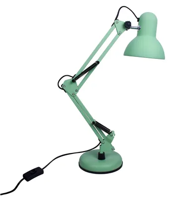LED-Bürolampe mit Schwenkarm, E27, Grün/Matt, Retro-Design