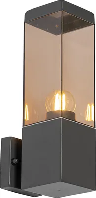 Zdjęcie produktu dla Nowoczesna lampa ścienna zewnętrzna ciemnoszara z dymionym szkłem - Malios