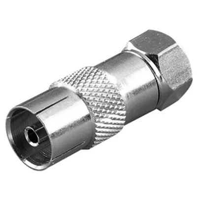 Produktbild von ViVanco™F Short Adaptor, 1x F, 1x Coax, Chrom, 1 Stück(e), 115 mm, 100 mm, 32 mm