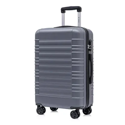 Produktbild von Koffer Trolley Reisekoffer Suitcase, Rollkoffer Handgepäck ,mit 4 Rollen360°, Hartschalenreisekoffer, Zahlenschloss, Weicher Gummigriff (L,Grau)
