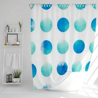 Image de Famanu, rideau de douche, motif aquarelle, bleu turquoise, 180 x 200 cm