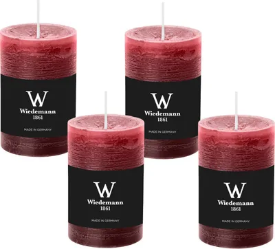 Produktbild von 4er Set Adventskranzkerzen Rustik Marble Kerzen durchgefärbt mit Abbrandschutz Bordeaux 100 x 68 mm