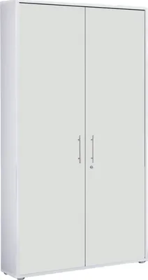 Produktbild von Aktenschrank TABOR breit / hoch  in weiß / weiß matt, Büroschrank, abschließbar, (BxHxT) 84,4x185,6x33 cm