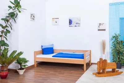Produktbild von Kinderbett / Jugendbett Benedikt Buche Vollholz massiv Natur inkl. Rollrost - 90 x 200 cm