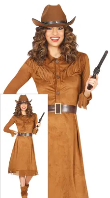 Produktbild von Cowboy Abenteuer Kostüm Wild West Hut Knöpfe Fransen Braun Karneval Spaß Event Mode Klassiker, Größe: 38 - 40 (M) Farbe: Braun