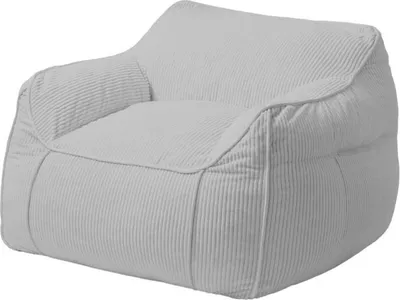 Image de Pouf fauteuil velours côtelé BANANAIR 100x110 cm gris clair