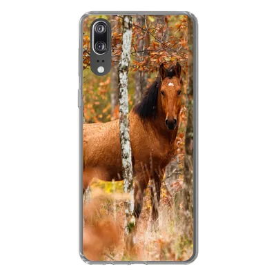 Produktbild von MuchoWow® Handyhülle Schutzhülle Hülle für Huawei P20 Pferd - Wald - Braun Silikon Softcase Handy Hülle - Hardcover