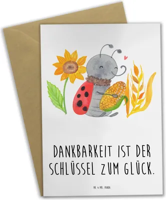 Produktbild von Mr. & Mrs. Panda Grußkarte Erntedankfest Dankbarkeit - Weiß - Geschenk, Freunde, dankeskarten, Thanksgiving, traditionelle Speisen, weihnachtskarten, einzigartige Designs