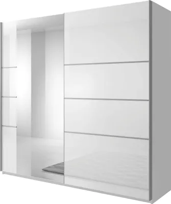 Immagine prodotto di Armadio ad ante scorrevoli Armadio Beta bianco con specchio lucido Dimensioni selezionabili, 200 cm