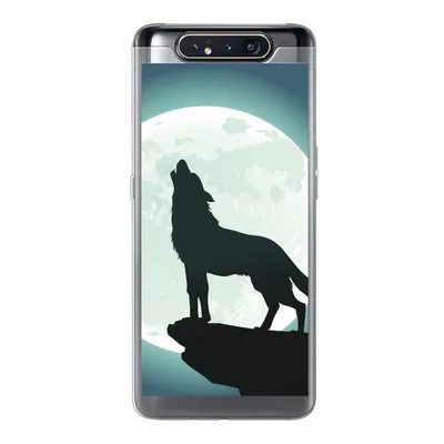 Produktbild von MuchoWow® Handyhülle Schutzhülle Hülle für Samsung Galaxy A80 Wolf - Mond - Stein Silikon Softcase Handy Hülle - Schutzdeckel