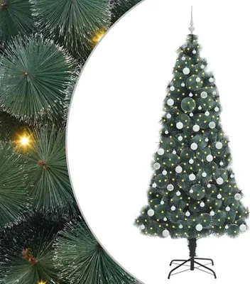 Produktbild von vidaXL Künstlicher vorbeleuchteter Weihnachtsbaum mit Kugelset Grün