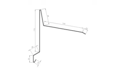 Produktbild von Ortgangblech für Steildach Br. 333 mm, 1 m, Prefalz glatt, Dunkelrot P.10 RAL 3009