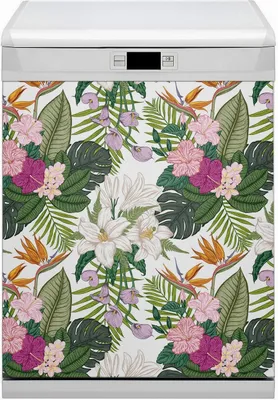 Produktbild von Küche Dekorative Magnete  Magnet Folie für Geschirrspüler 60x80 cm   - Exotische Blüten