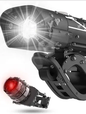 Image de Kit d'éclairage LED avant - 400 lumens - IPX4 - Feux LED rechargeables pour vélo - Feux arrière pour vélo - Adaptés aux VTT