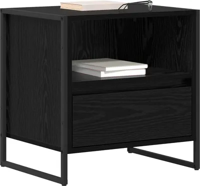 Image de vidaXL Table de nuit noir imitation chêne 50 x 39,5 x 50 cm Bois composite