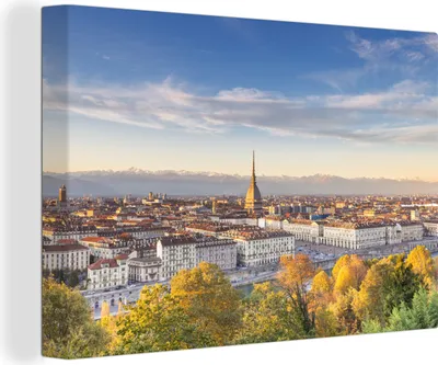 Produktbild von OneMillionCanvasses® - Leinwandbilder - 140x90 cm, Sonnenuntergang - Turin - Italien, Wandbilder Kunstdruck Wanddekoration