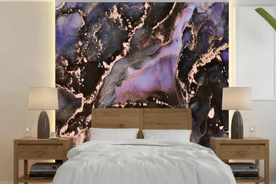 Produktbild von MuchoWow® Fototapete für Wohnzimmer oder Schlafzimmer Wandtapete Vinyl Motivtapete Marmor - Gold - Rosa - 300x300 cm - Wanddekoration