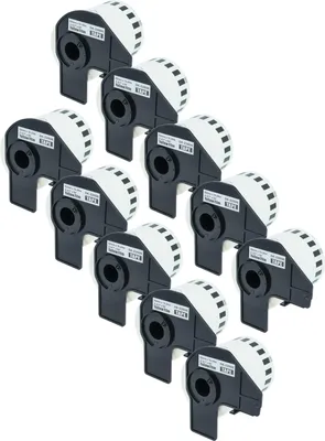 Produktbild von vhbw 10x Rolle mit Halter 62mm x 15,24m (1 Etikette) Ersatz für Brother DK-22606 für Drucker - Premium Gelb