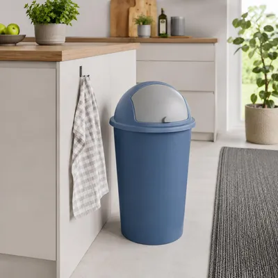 Produktbild von Abfalleimer Schwingdeckeleimer Mülleimer 50 Liter Blau