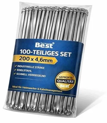 Zdjęcie produktu dla Opaski kablowe metalowe ze stali nierdzewnej profesjonalne 100 szt