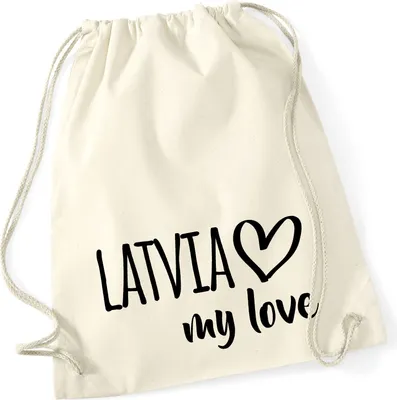 Produktbild von Huuraa Turnbeutel Latvia my love 12 Liter Natural Baumwolle Rucksack Geschenkidee