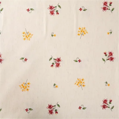 Produktbild von Vorhangstoff Meterware Dekostoff Vinschgau Blumen natur rot 1,6m