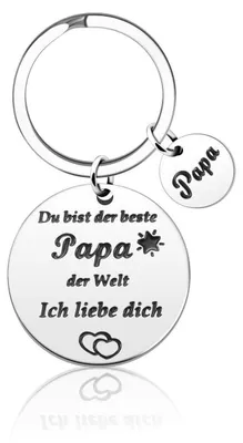Immagine prodotto di Portachiavi in acciaio inossidabile, inciso al laser, set regalo per la festa del papà