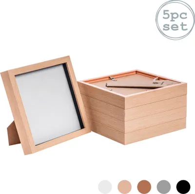 Produktbild von 8x8 Fotorahmen Bilderrahmen in heller Holzoptik - stehend und hängend x5