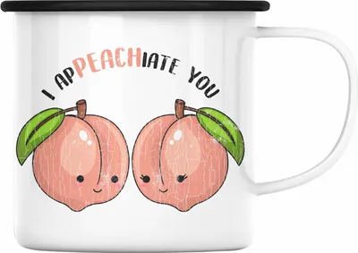 Produktbild von Trendation - Valentinstag Emaille Tasse i Appeachiate You Geschenk Freundin mit Spruch Emaille Emaille Tasse Pflaumen (Schwarz)