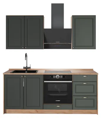 Produktbild von Singleküche Vicco Fame-Line Grün-Gold Landhaus/Goldkraft Eiche 190 cm, AP Eiche, Model 64884