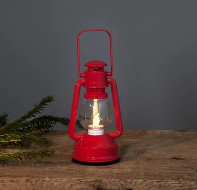 LED Laterne NICO - warmweiße LED - Schalter - Batteriebetrieb - H:15cm, D: 8,5cm - rot