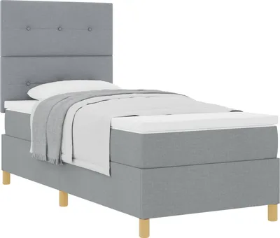 Zdjęcie produktu dla Łóżko sprężynowe Z zagłówkiem Jasnoszary 90 x 200 cm tkanina