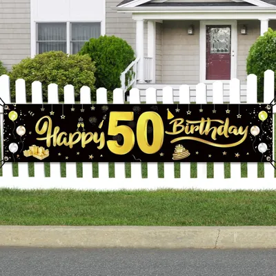 Produktbild von Sonstige Partydekoration GoldRock Deko-Set zum 50. Geburtstag – Banner für Mann und Frau, Party-Dekoration, Foto-Requisite, Kuchen-Tischdekoration – 2