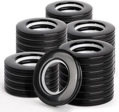 Image de Anneaux pour rideaux en plastique, 40 mm, lot de 32, pour tringles à rideaux