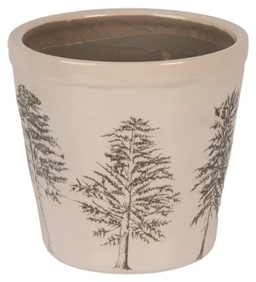 Immagine prodotto di Vaso da fiori Clayre & Eef Ø 15x14 cm Abeti in Vetroceramica beige